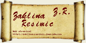 Žaklina Resimić vizit kartica